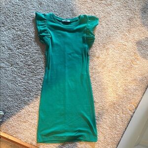 Zara Elegant Green Ruffle Sleeve Dress